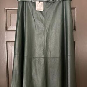 Zara Green Leather Skirt